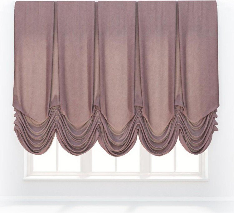 Австрийская штора «Кортин», ткань вельвет розовая пудра
