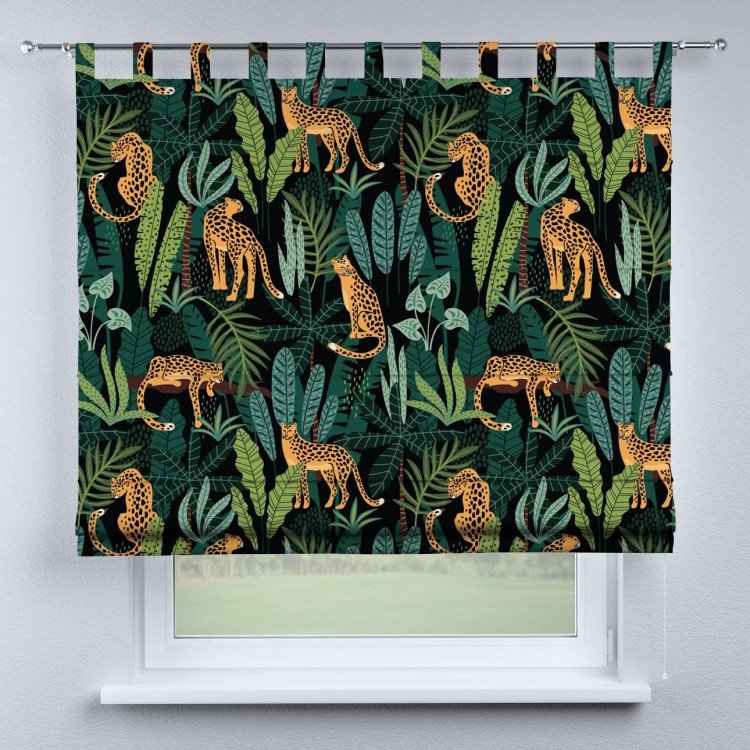 Римская штора на петлях «Леопарды в джунглях»