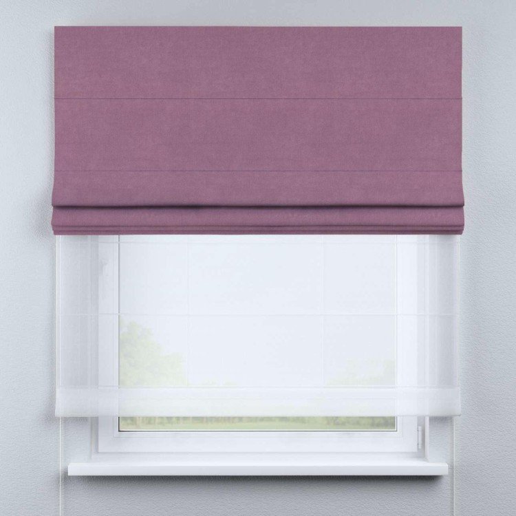 Римская штора «Кортин» день-ночь, ткань вельвет лиловый